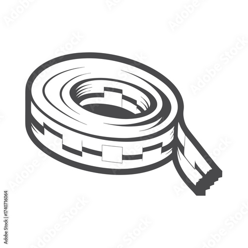 Rolled Measuring Tape With Sectional Marks On A White Background