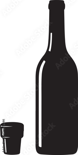 Elegant black wine bottle with a cork offers an upscale touch for celebrations or design projects, perfect for festive branding