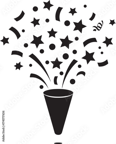 Celebrate milestones with a burst of joy! Confetti and stars exploding, perfect for party invites, promotions, and festive announcements