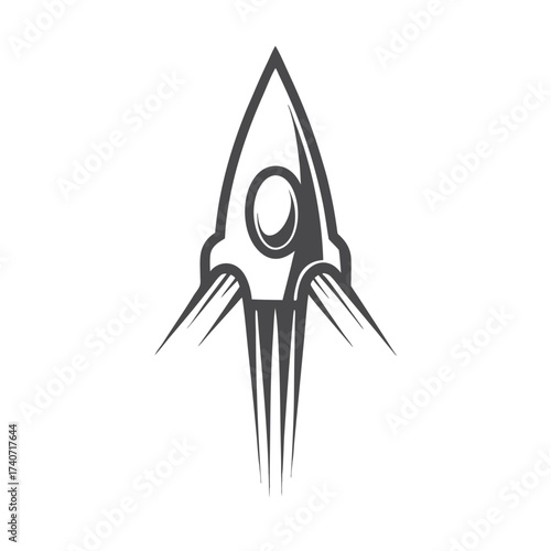 Simple Stylized Rocket Ship on White Background