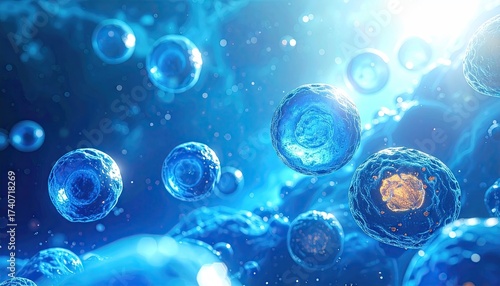 Wallpaper Mural Abstract Blue Gradient Background with Bubbles and Textured Surface for Science or Technology Theme Presentations Product Displays Minimalist Design Torontodigital.ca