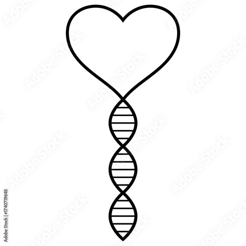 Heart DNA symbol for love, genetics, emotion, and scientific design