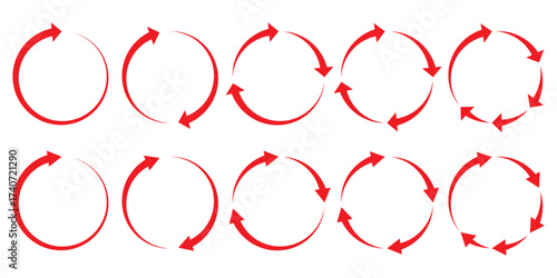 Circle arrows icon set. Round reload sign, repeat icon, rotate arrow symbol, Vector illustration web design. flat style, clip art.