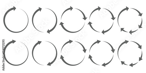 Circle arrows icon set. Round reload sign, repeat icon, rotate arrow symbol, Vector illustration web design. flat style, clip art.