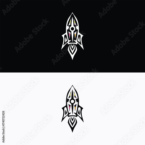 A captivating rocket logo design, isolated on white background, featuring a sleek and modern aesthetic with a sense of speed and innovation, perfect for tech startups and space exploration ventures