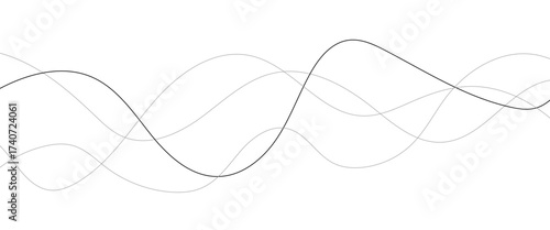 Abstract wavy black and white curved lines.