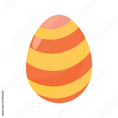 Yellow and orange striped Easter egg with wavy pattern and shine Keywords: easter egg, holiday, celebration, spring, tradition, decoration