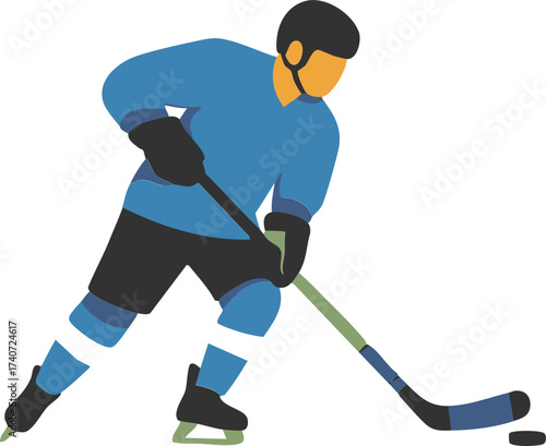 Hockey Player in Blue Uniform