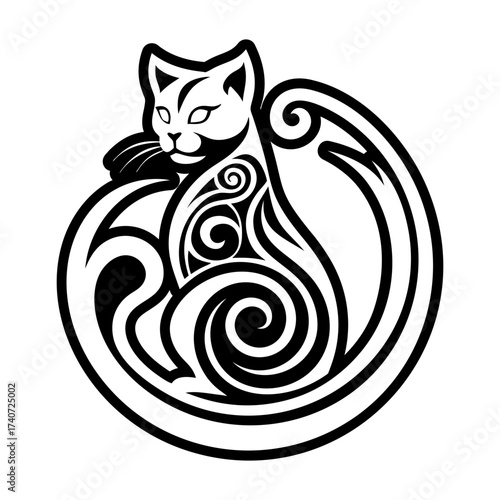 Glyph style icon showing cat mascot