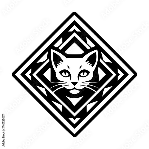 Solid style icon representing a cat symbol