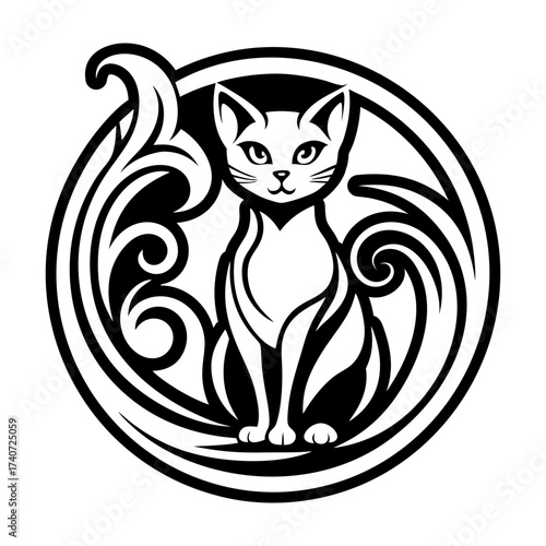 Solid style icon representing a cat symbol
