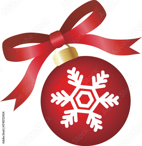 Christmas Ornament Balls Set with Ribbons and Snowflakes