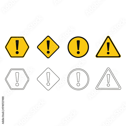 Free Download Warning Signs Vector Icons Hazard Alert Danger Exclamation Points - GFXLoad