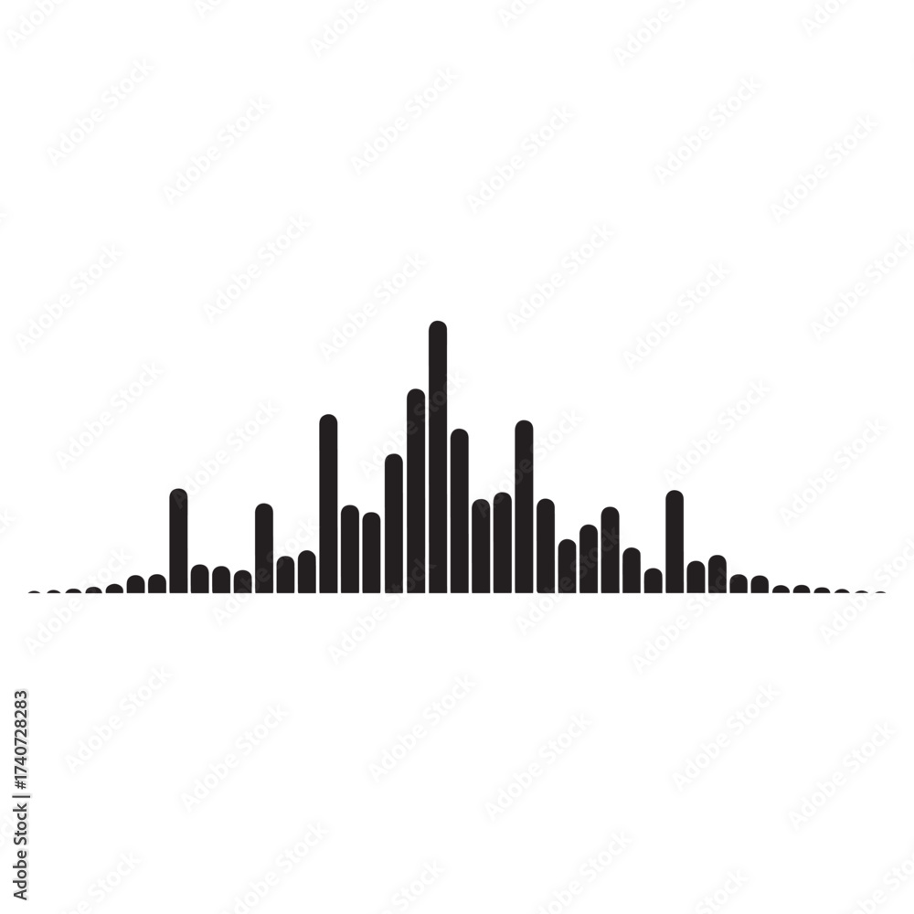 Fototapeta premium Black and White Audio Waveform Graphic Minimalist Vector Design