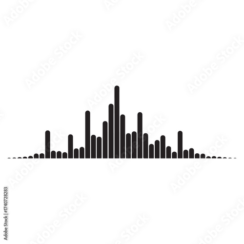 Black and White Audio Waveform Graphic Minimalist Vector Design