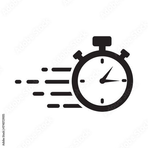 Stopwatch icon speed time deadline efficiency black and white