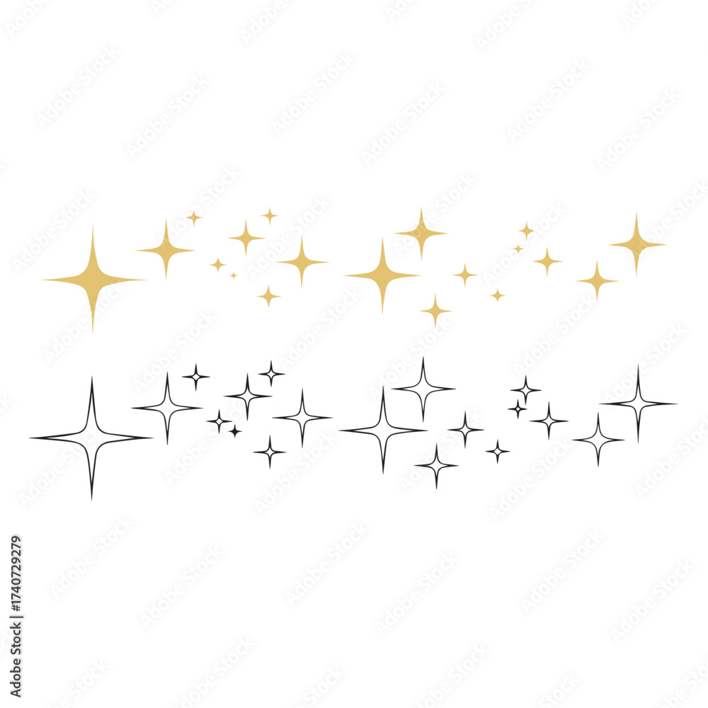 Obraz premium Gold and Black Starburst Sparkle Illustration on White Background