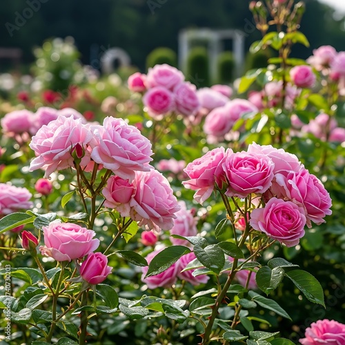 Beautiful Pink Roses in Garden.