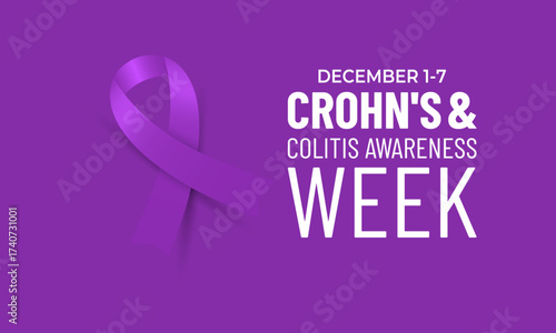 Crohn's and Colitis Awareness Week , Dec 1–7 raises IBD awareness, supports patients, and promotes better treatment and care. Banner poster, social media and background design template. Vector. Eps 10