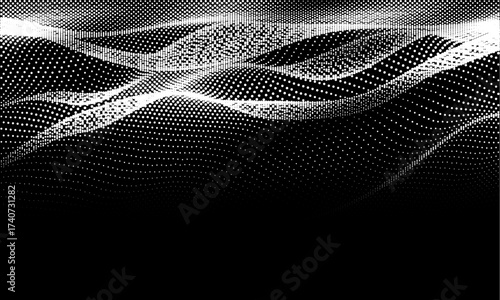 Abstract digital wave of particles. Futuristic point wave. Technology black background vector. Vector illustration