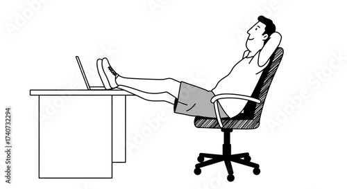 Relaxed Man with Feet Up on Desk Enjoying a Leisurely Break