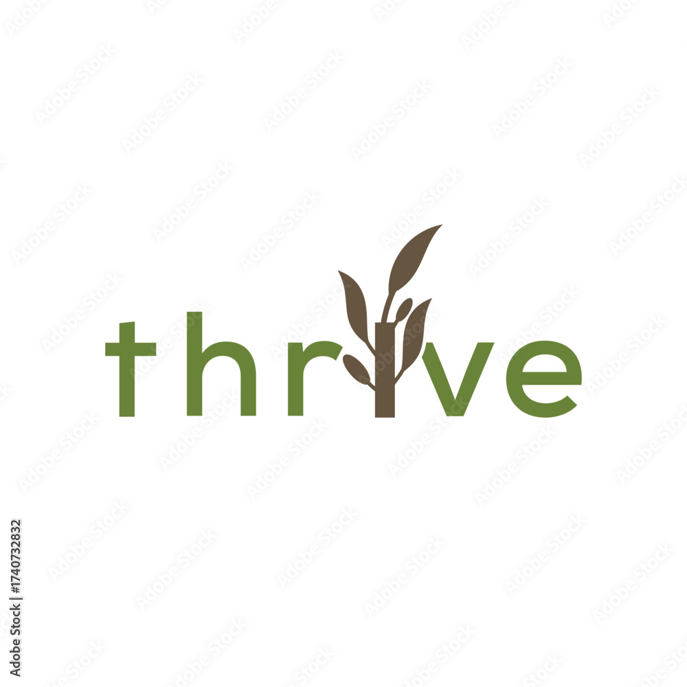 Fototapeta premium Tree Thrive Logo Design Vector Template.