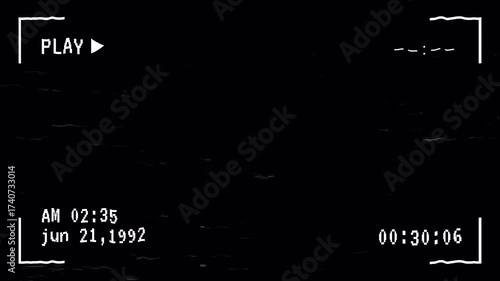 Recording Vhs tape playing vintage 1992 animation Overlay 4K 
