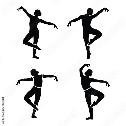 Silhouettes of ballet dancers in graceful poses dynamic movement and artistic expression silhouette