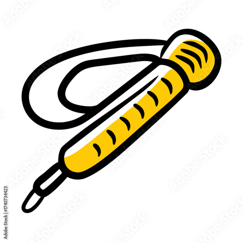 Yellow grill thermometer probe with wire for cooking temperature  