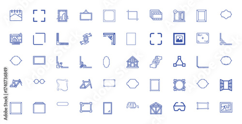 Collection of 40+ Vector Icons Representing Frames, Borders, and Design Elements