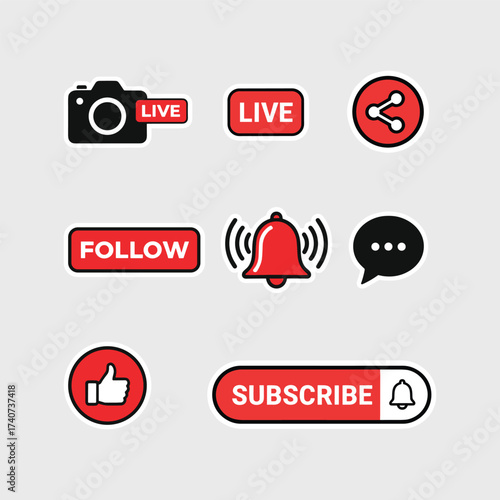 Modern YouTube Social Media Icon Collection Set