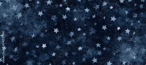 Grunge blue star background template. America 4th of July Memorial or Independence day theme wallpaper. Generative AI technology.	


