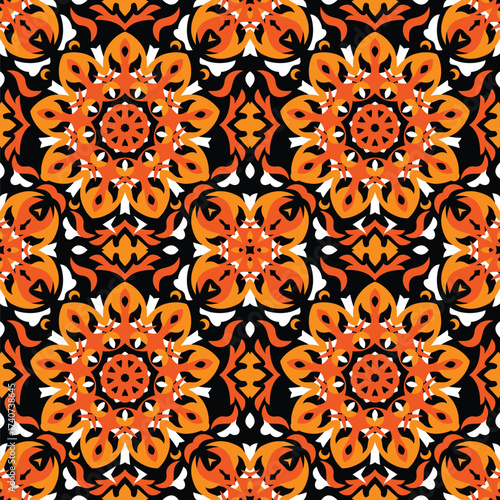 Autumn themed abstract floral pattern