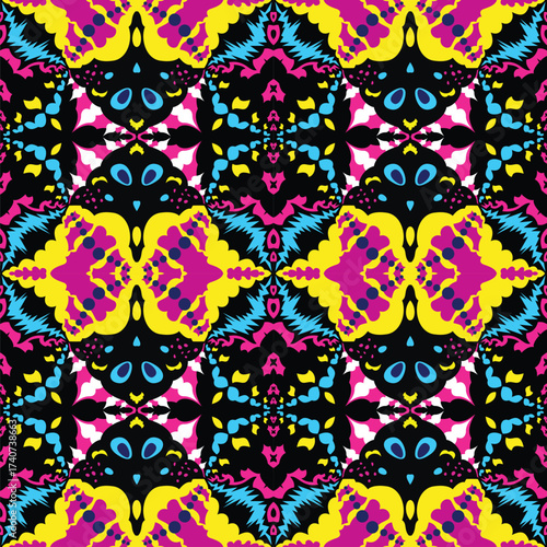 Abstract Neon Psychedelic Seamless Pattern