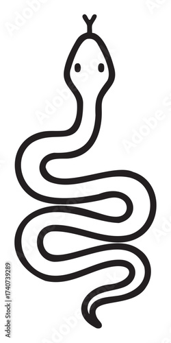 Black outline vector icon of a stylized snake in a simple, wavy design. minimalist illustration suitable for nature and wildlife themes.