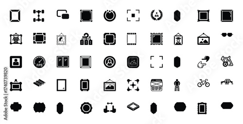 Collection of Icons: Frames, UI Elements, and Symbols