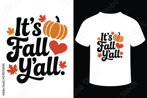 It s fall y all pumpkin and heart graphic for t shirts