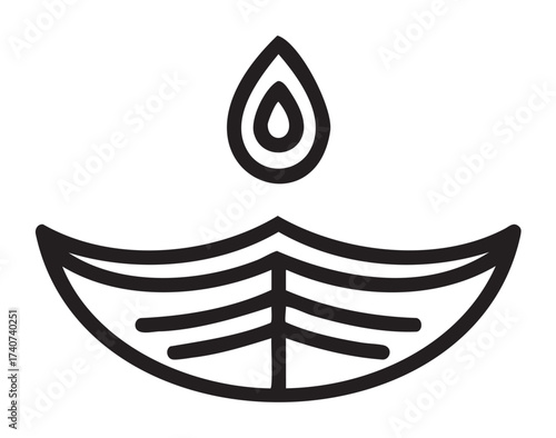 Black outline icon of a simple leaf with a single drop above, symbolizing purity and nature conservation.