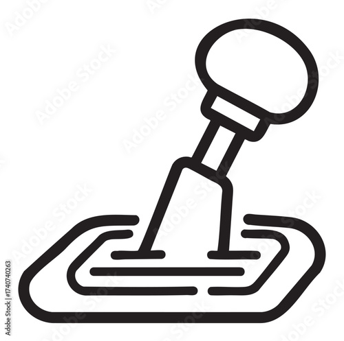 Black outline vector icon of a simple gear shift lever. minimal linear illustration for automotive and mechanical concepts.