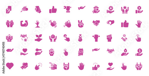 Collection of Pink Hand Gesture and Iconography Vector Graphics