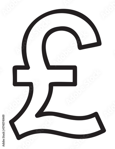 Black outline of a simple pound sterling currency symbol on a white background.