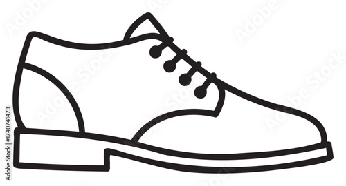 Black outline vector icon depicting a classic lace-up dress shoe, showcasing the sleek and formal design used in business and formal settings.