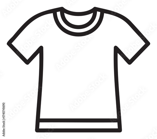 Black outline icon of a basic short-sleeve t-shirt design with a simple round neckline and minimal detail.