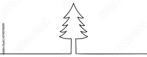 Simple black outline of a stylized pine tree with symmetrical branches on both sides against a plain white background.