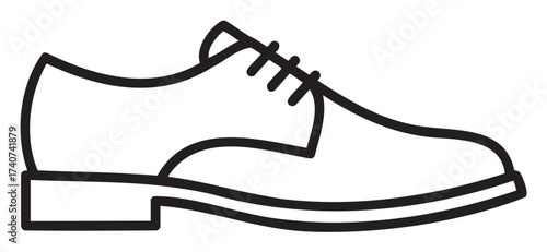 Black outline vector icon of a classic formal men's dress shoe with minimal linear design for fashion and footwear concepts.