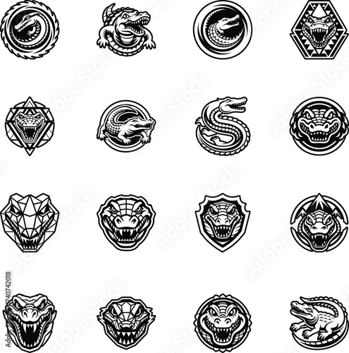 A glyph style icon showing a crocodile mascot