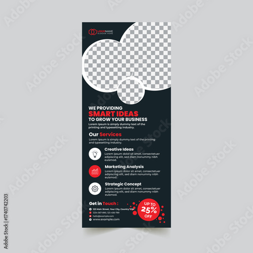 Business roll-up banner ad with smart ideas and services