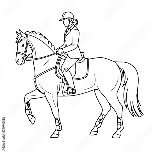 equestrian coloring page line art 
