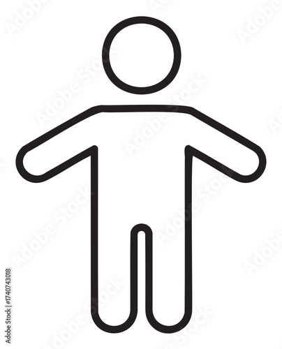 Simple black outline of a generic human figure with a round head and straight limbs, depicted in a minimalist linear style.