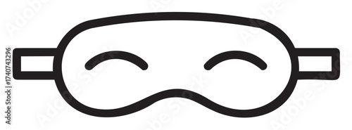 Black outline of a simple sleep mask with curved eye lines and side straps.